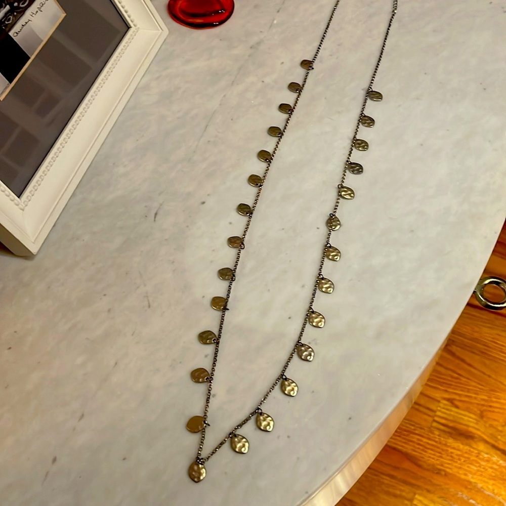 Fun hammered gold necklace